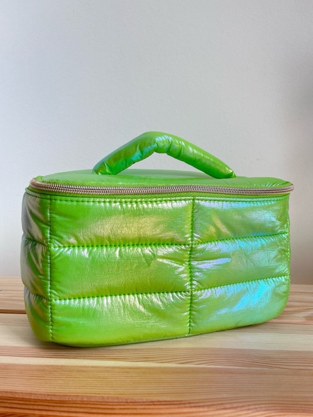 Iridecent Green Cosmetic Case with Top Handle